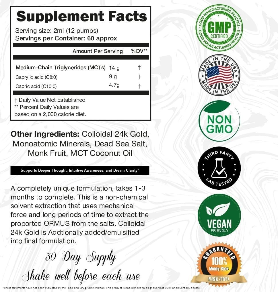 I am Joy Ormus Gold Oil Monoatomic 4oz Decalcify Pineal Gland Repair DNA 120ml