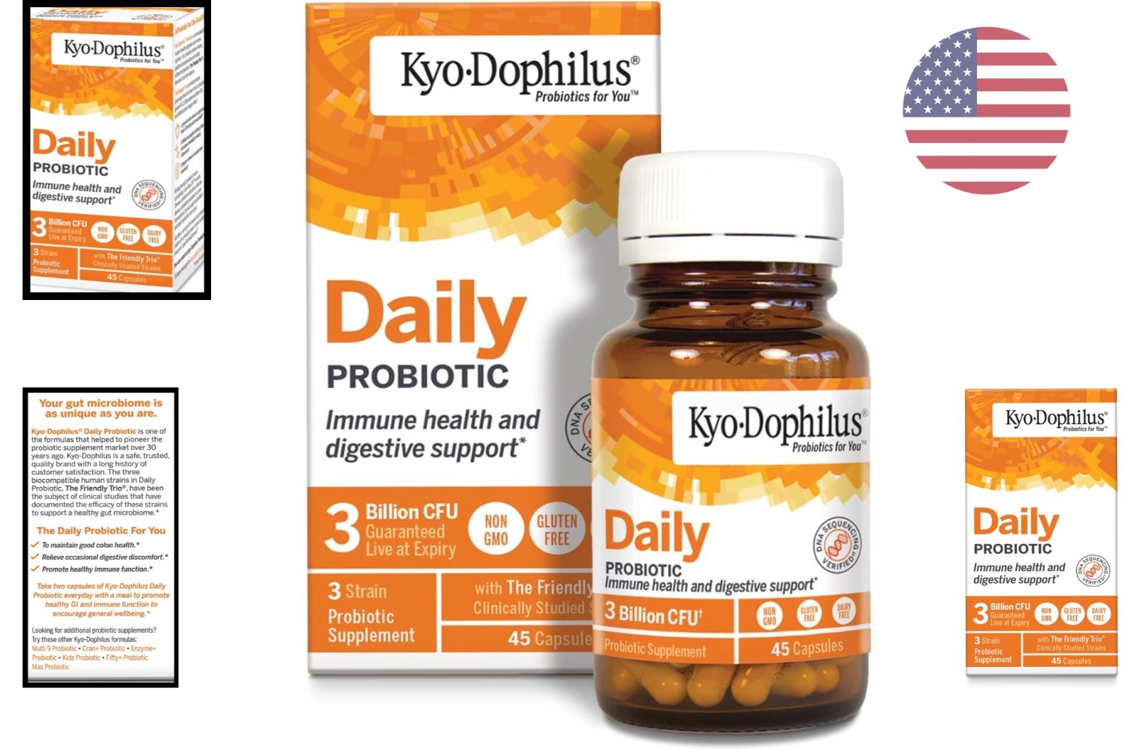 Kyo-Dophilus Daily Probiotic, Immune Health & Digestive Support*, 45 Capsules