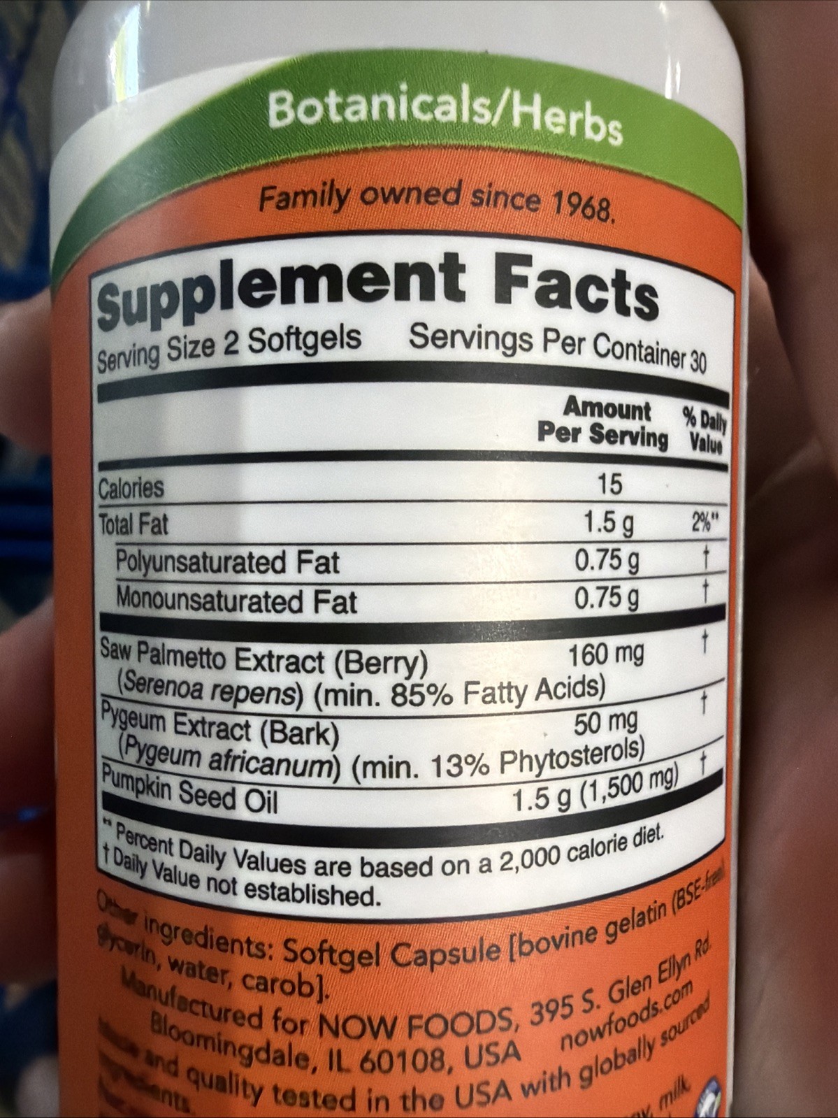 NOW FOODS Pygeum & Saw Palmetto 60 Softgels Exp 09/2026