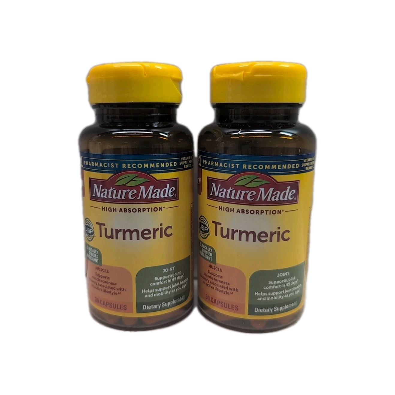 (2) Nature Made High Absorption Turmeric 30 Capsules Each. Exp: 08/2027