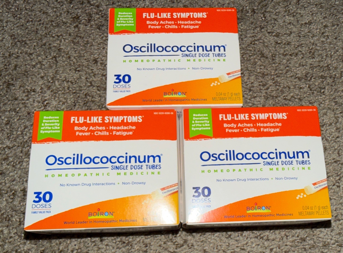 3 Boxes Boiron Oscillococcinum Homeopathic Medicine – 30 Pellets | Exp. 04/2030