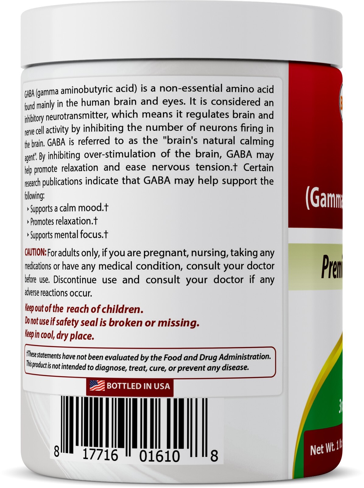 Best Naturals GABA (Gamma Aminobutyric Acid) Pure 1 Lb Powder