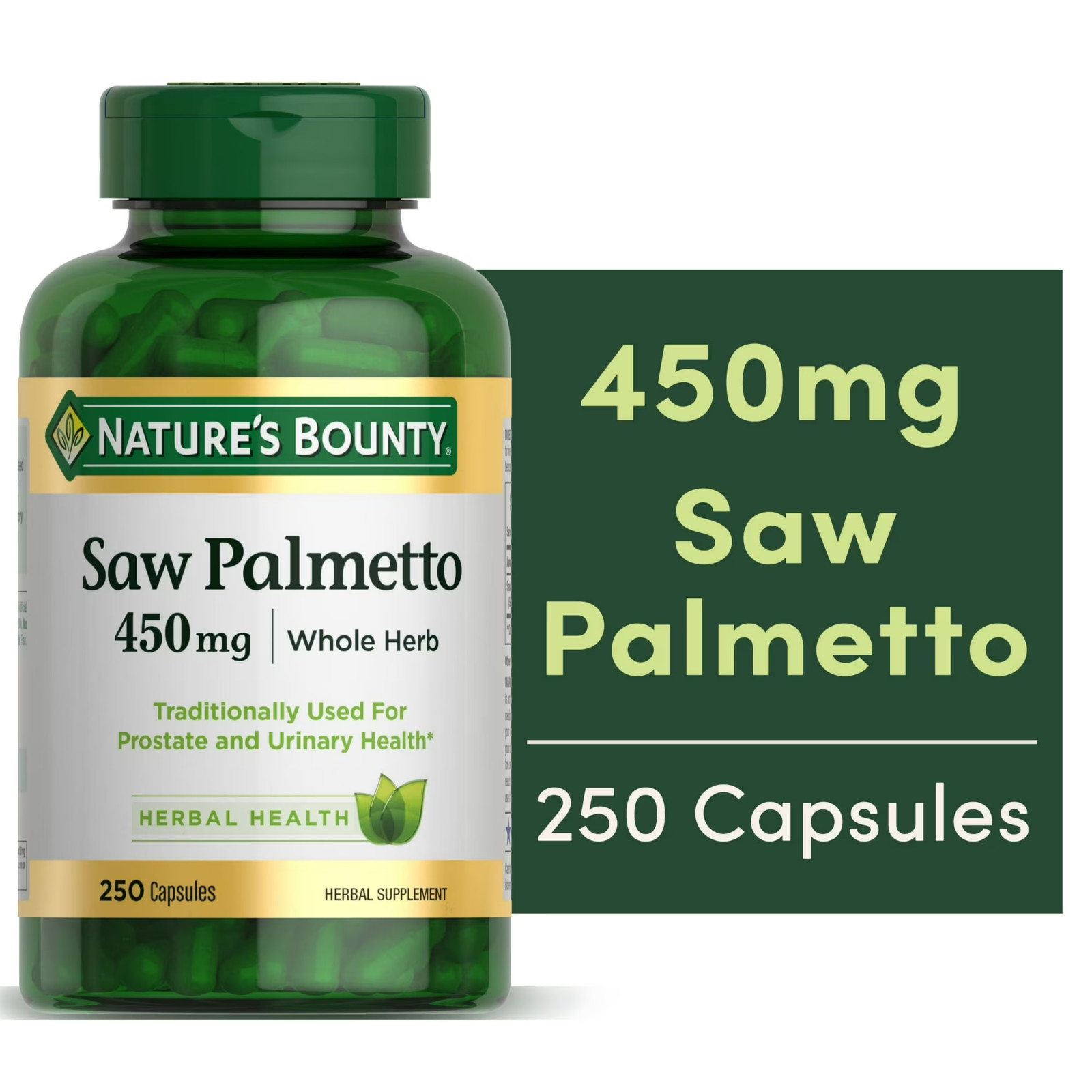 Nature’s Bounty Saw Palmetto 250 Count Herbal Supplement For Men’s Health, 450mg