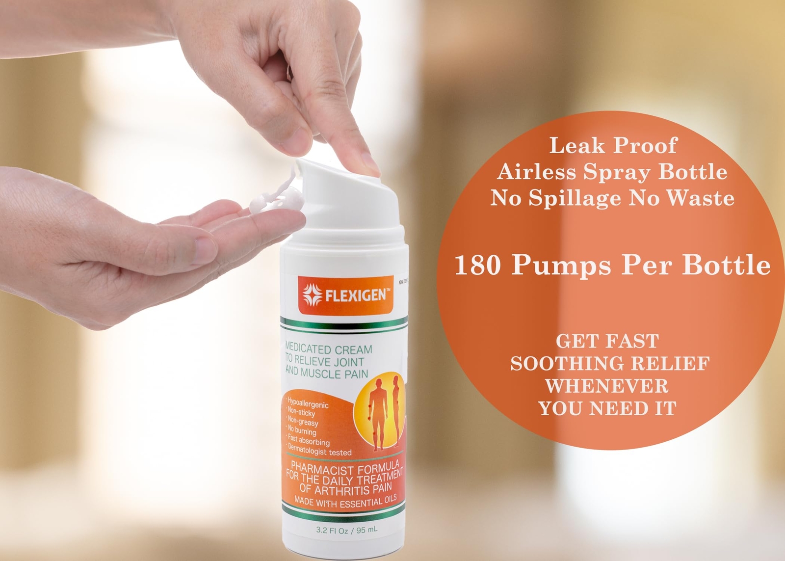 FLEXIGEN Frankincense Pain Relief Cream Lotion– 3.2 oz Spray Pump – Natural R…