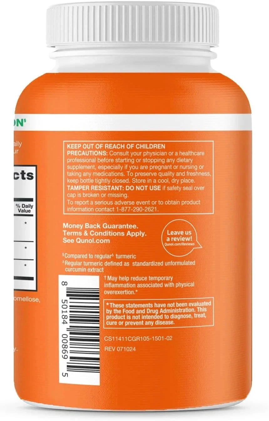 Qunol Turmeric Curcumin with Black Pepper & Ginger, 2400Mg Turmeric Extract with