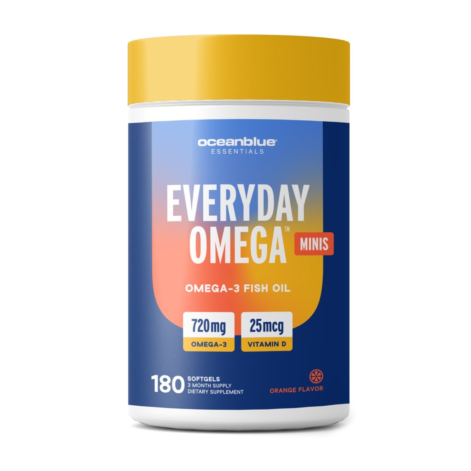 OceanBlue Omega 3 Minis Fish Oil with Vitamin D3 Burpless 180 Ct