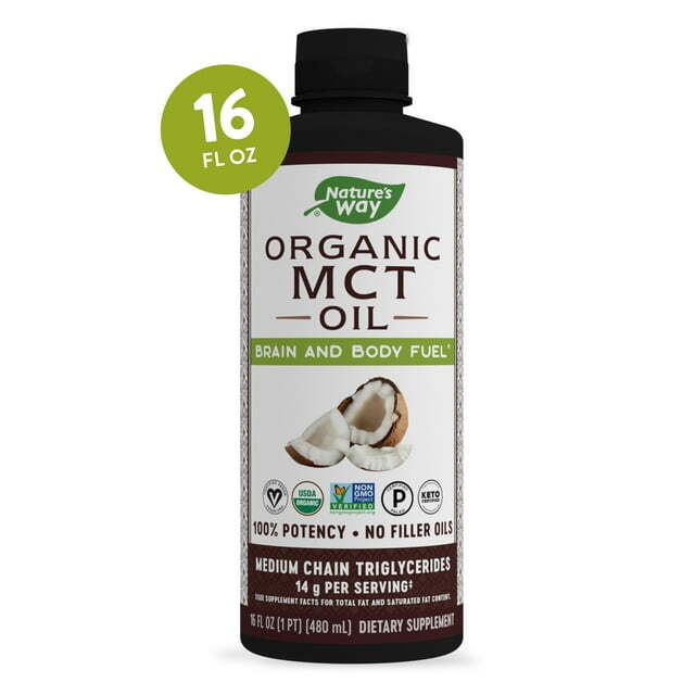 Nature’S Way Organic MCT Oil Coconut Non-Gmo Gluten-Free 14 G Mcts 16 FL Oz