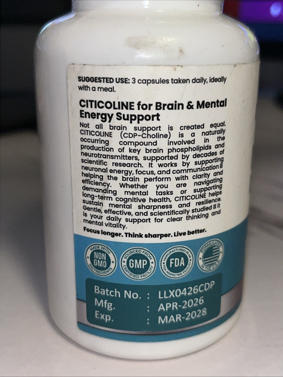 Leaping Lynx Citicoline 1000 mg (CDP Choline) Capsules 120 Count (Pack of 1)