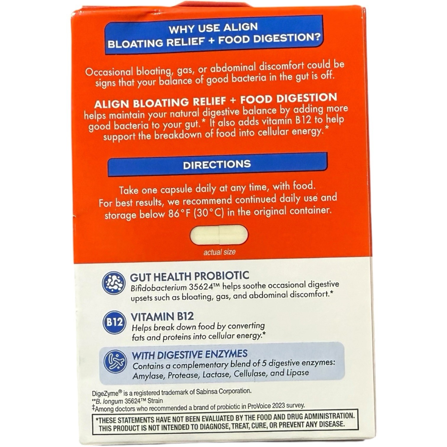 Align Probiotic Bloating Relief Food Digestion 28 Capsules Each. Exp-08/2026