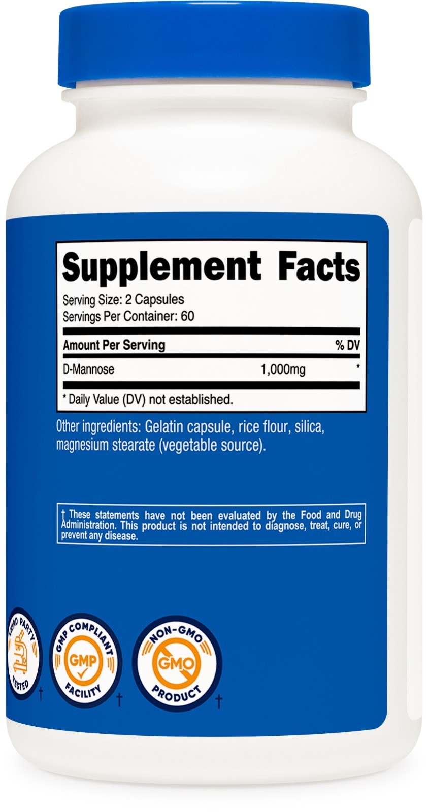 Nutricost D-Mannose 500mg Per Capsule, 120 Capsules, 1000mg Per Serving