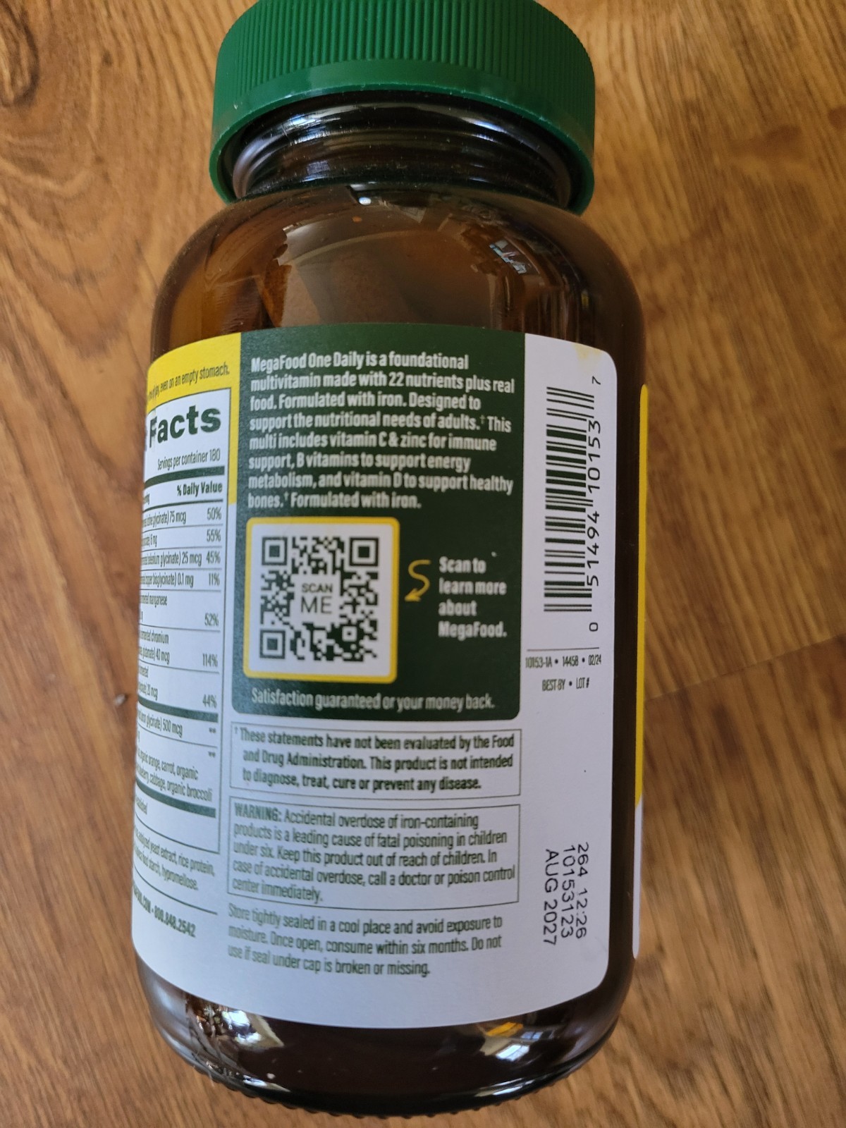 MegaFood One Daily 180 Tablets Optimal Health Multivitamin Fast Ship Exp.8/27