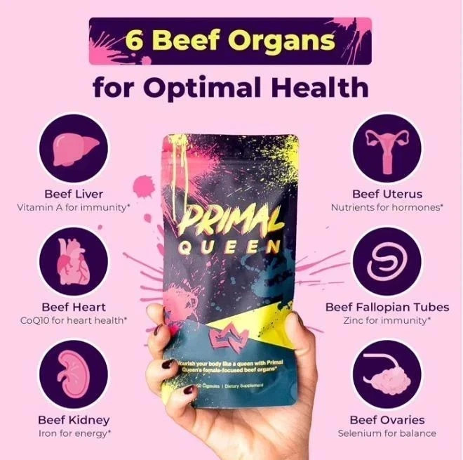 3PCS Primal Queen Grass Fed OrganSupplement Hormone Support Capsules60Count