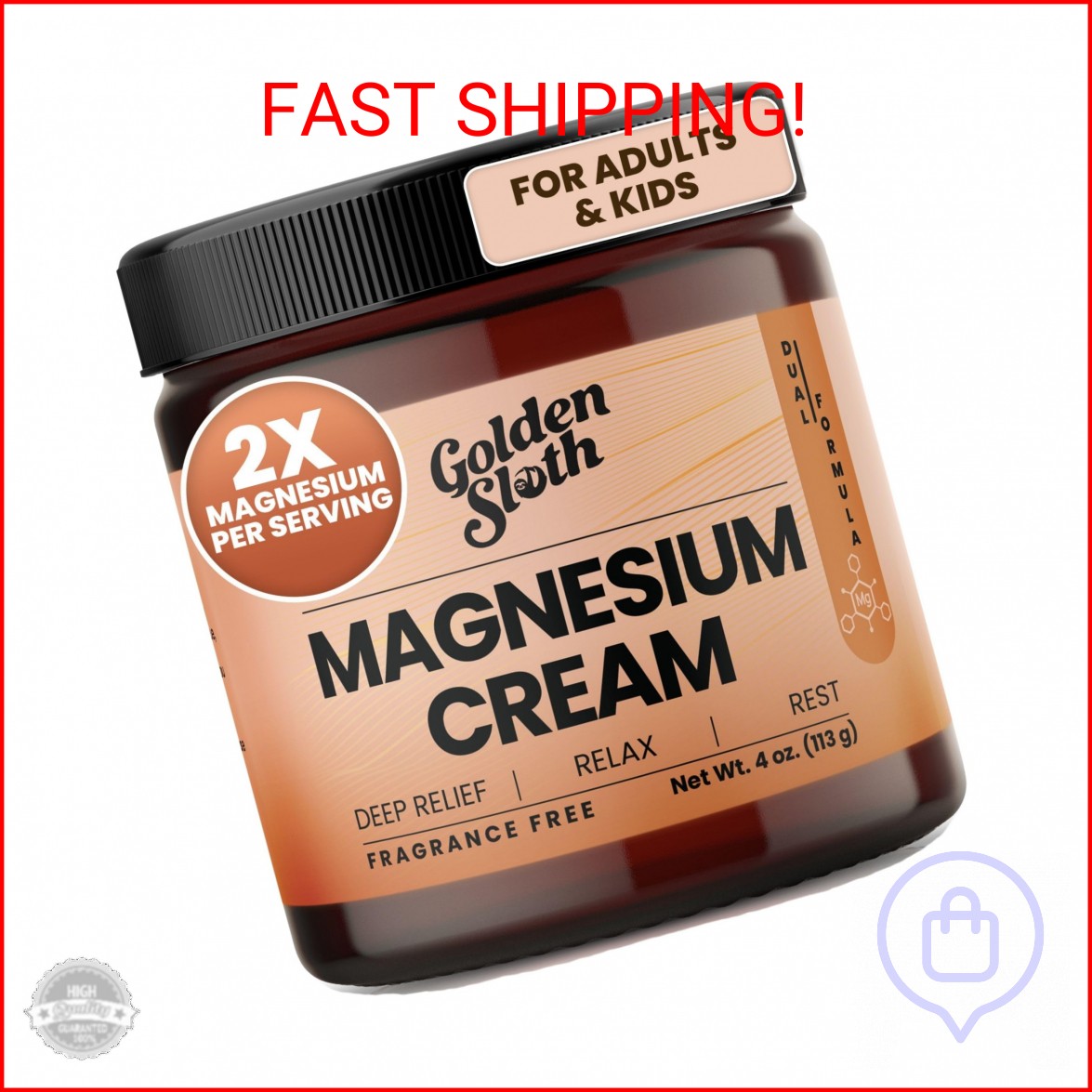 Golden Sloth Magnesium Cream – Unscented Topical Lotion – Highly Concentrated wi