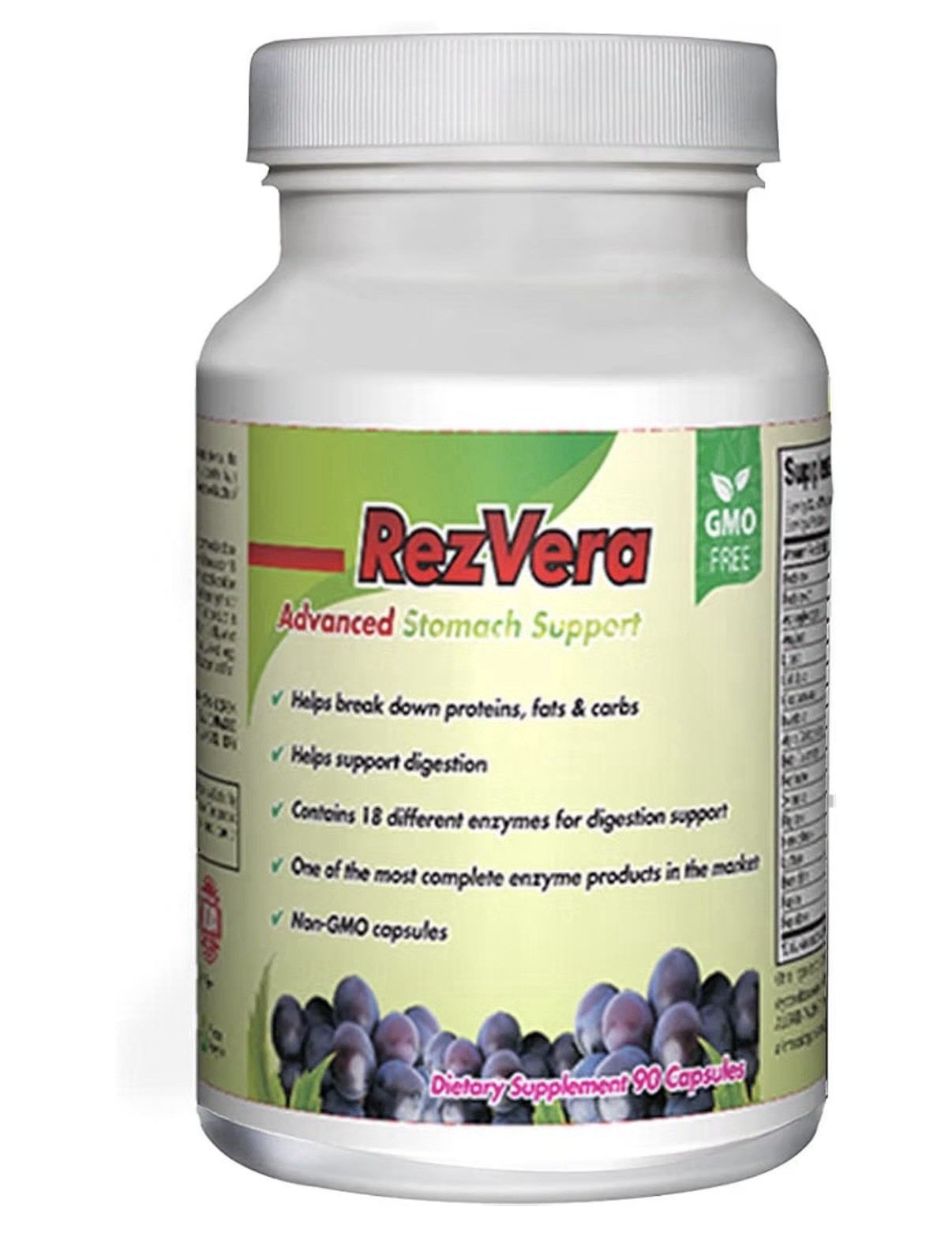RezVera #1 Best All Natural Digestive Supplement 90 Caps