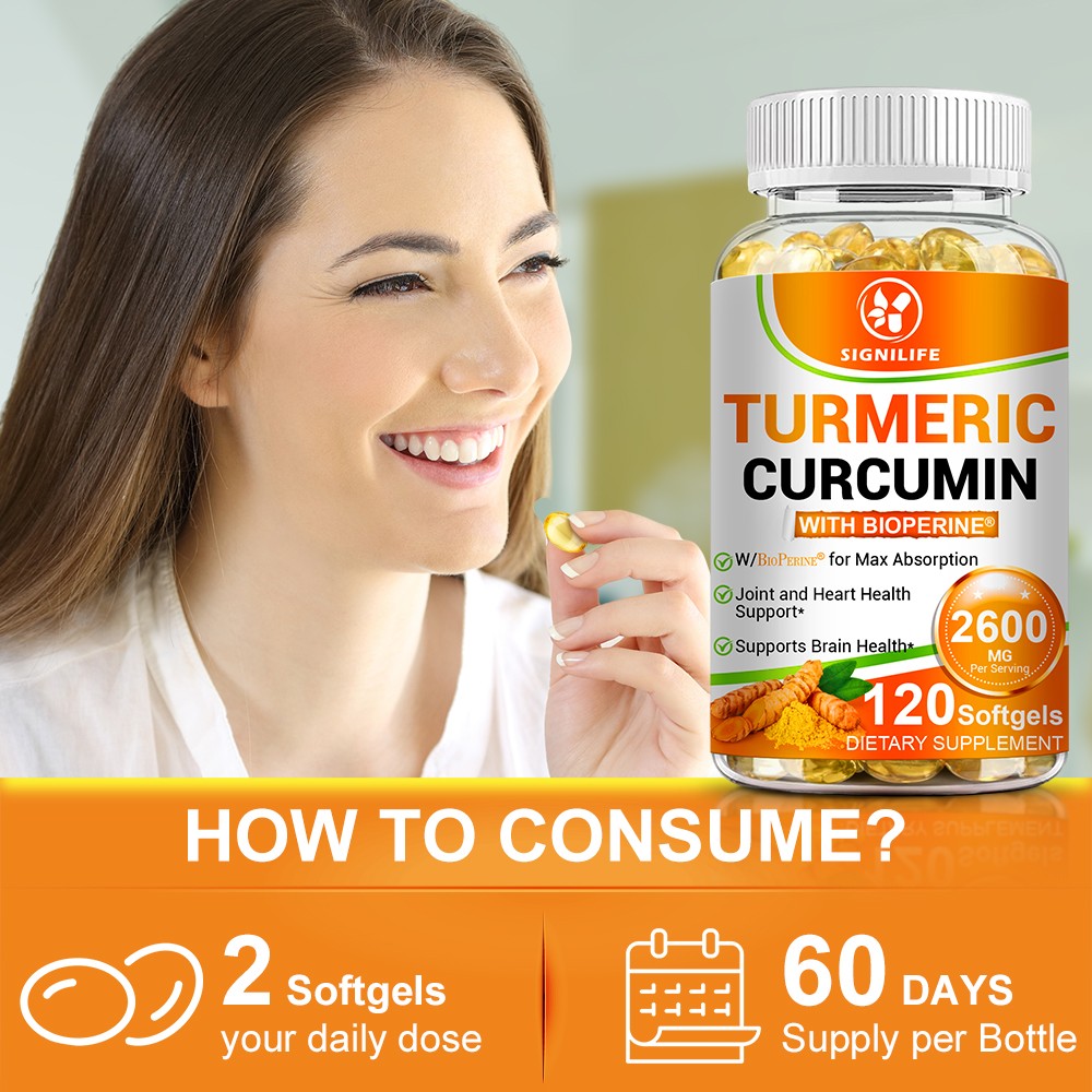 Turmeric Curcumin 2600mg w/ BioPerine Black Pepper Triple Strength Capsules