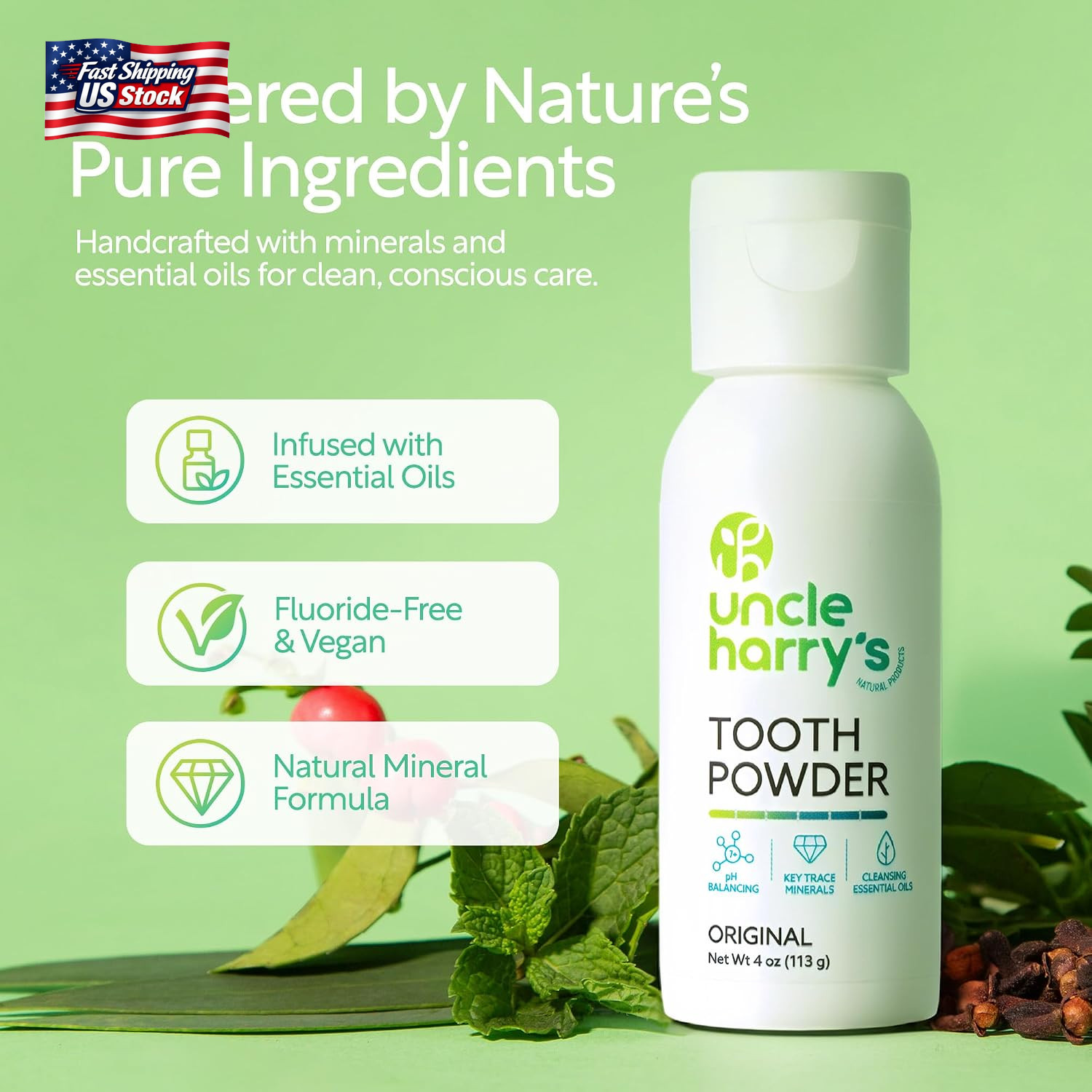 Uncle Harry’S Remineralizing Tooth Powder | All Natural Enamel Support & Whiteni