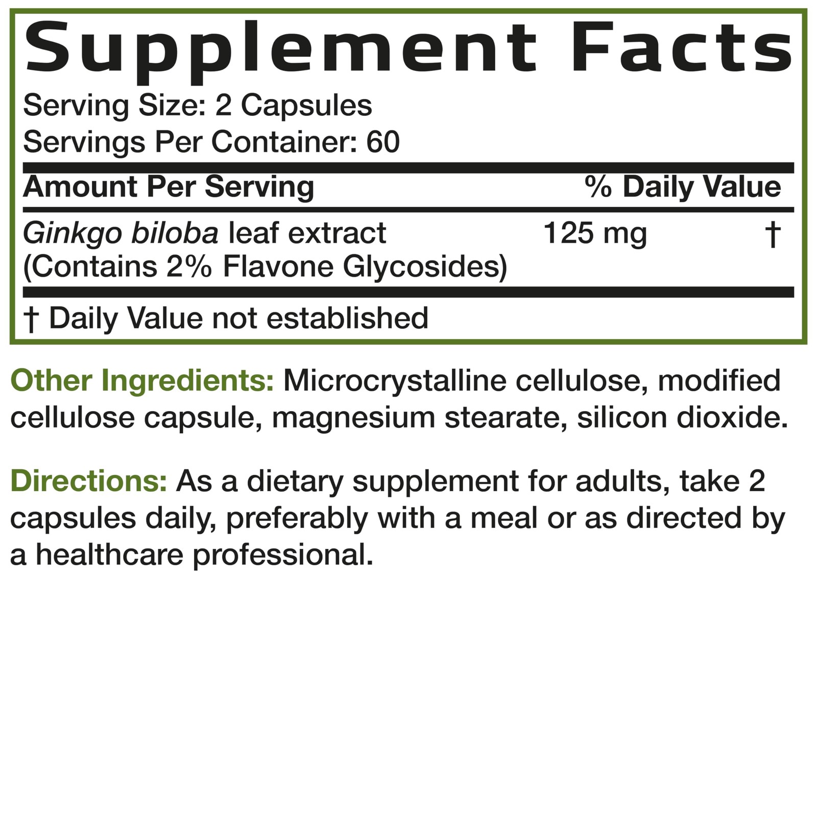 Ginkgo Biloba Extra Strength Brain & Memory Support 120 Capsules