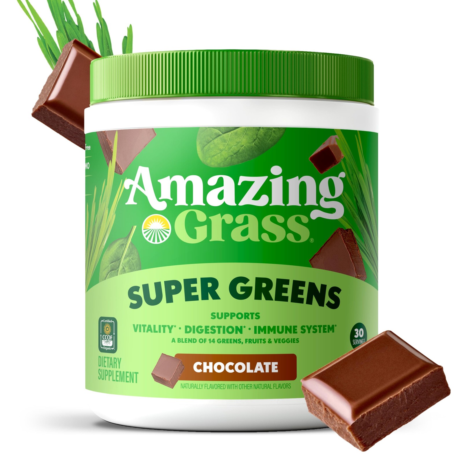 Amazing Grass Super Greens Powder 8.5 Ounce (Pack of 1), – Chocolate