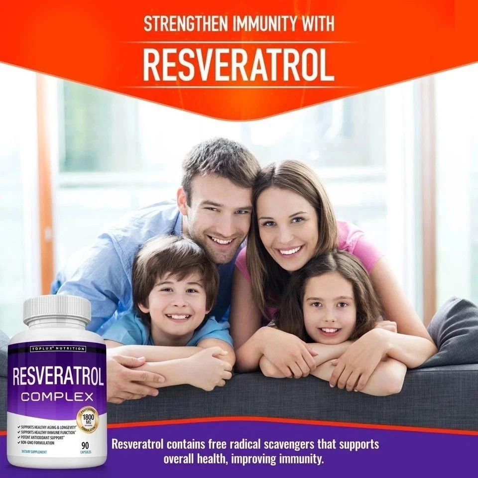 1800mg Resveratrol Supplement Antioxidant Complex – Highly Potent Natural