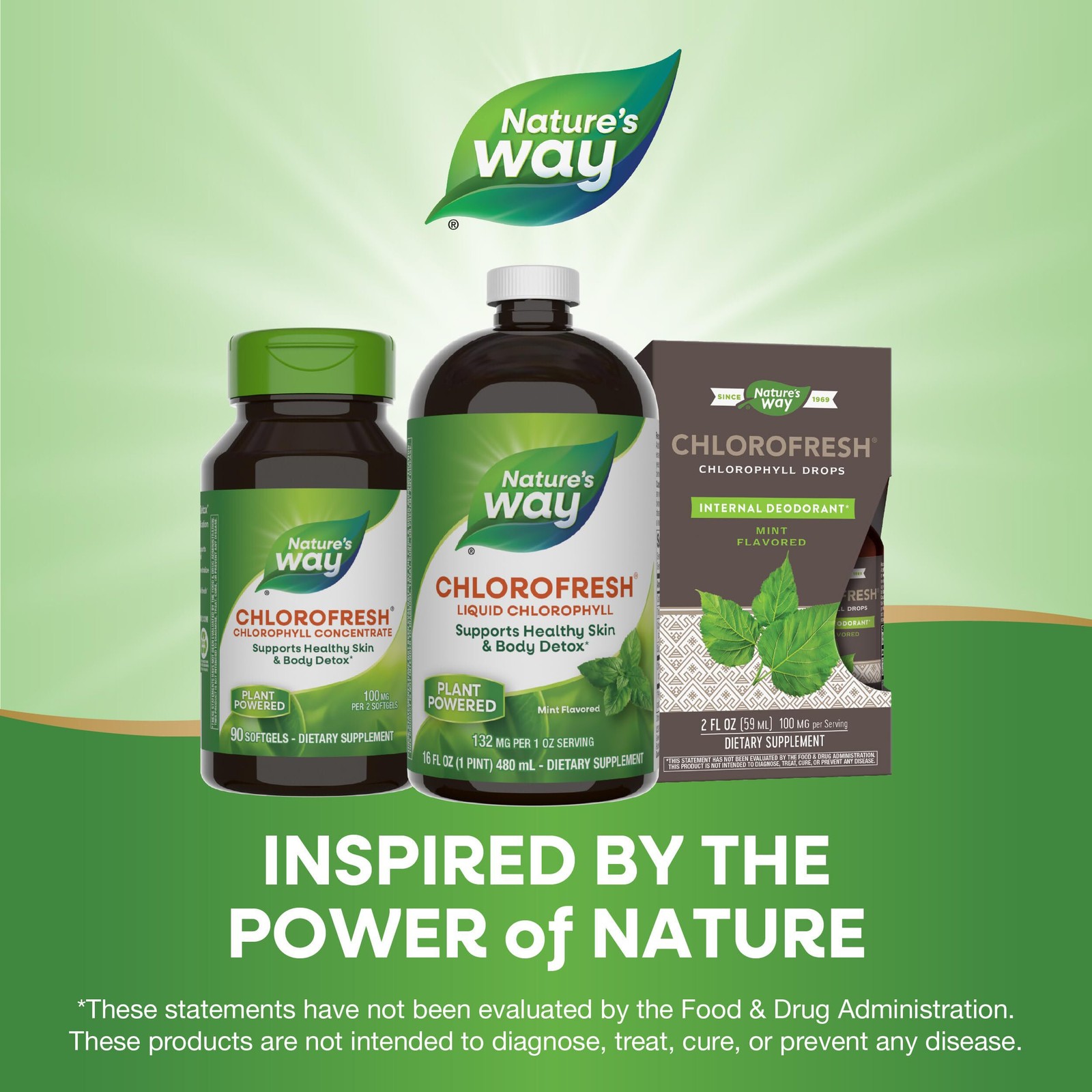 4/27 Nature’s Way Chlorofresh Liquid Chlorophyll Internal Deodorant 16 fl oz, Mi