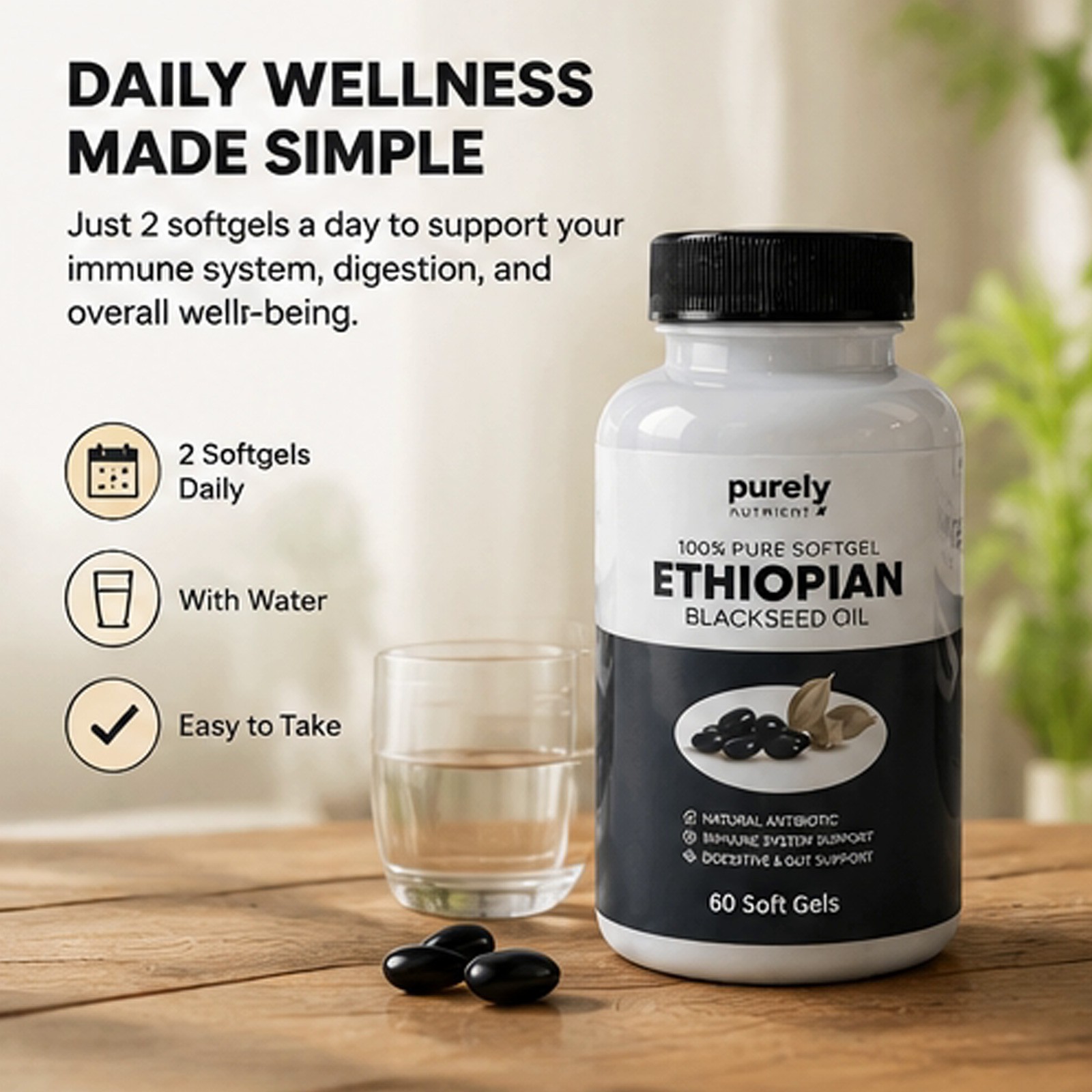 Ethiopian Black Seed Oil Softgels 100% Pure Natural NEW!