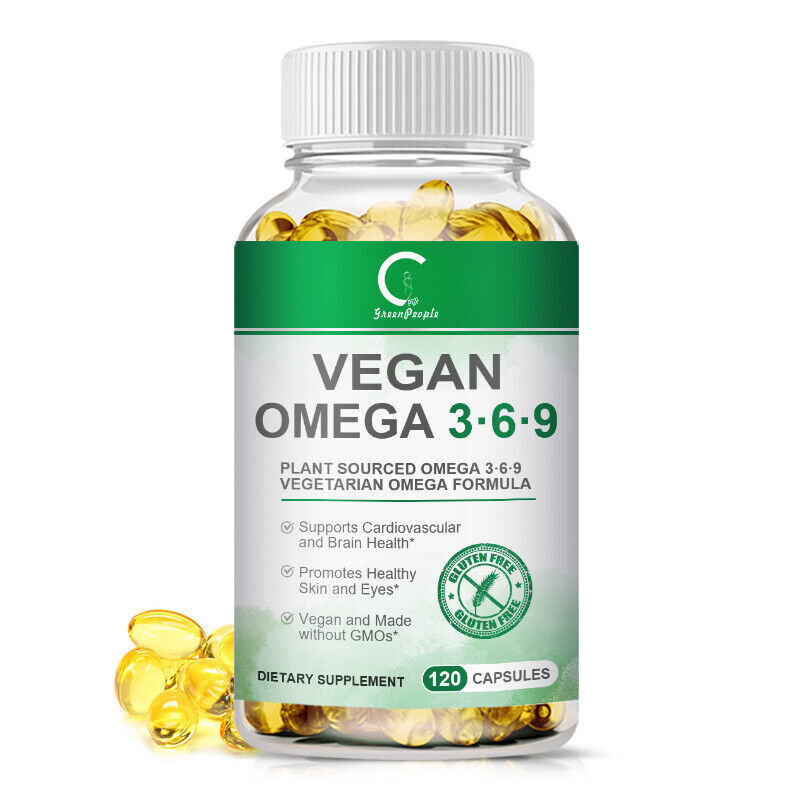 Omega 3-6-9 Vegan Capsules 1360mg High Strength Support Eye & Brain Health 120PC