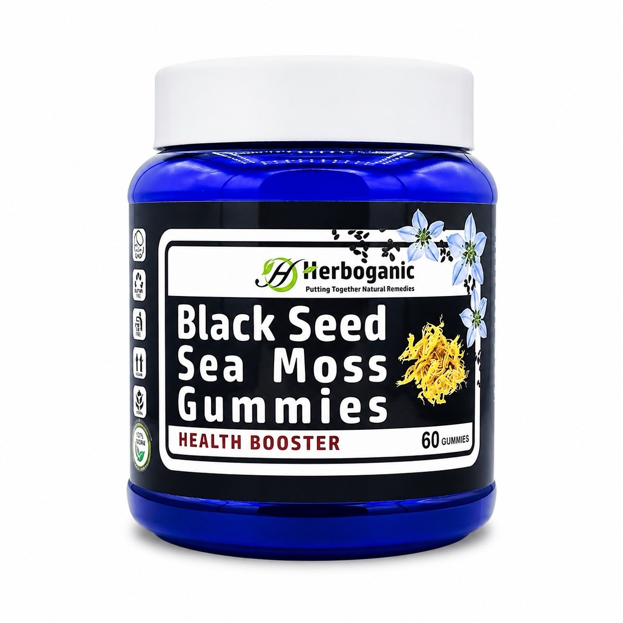 Herboganic Black Seed Sea Moss Gummies – Vegan, Gluten-Free, Immune & Skin