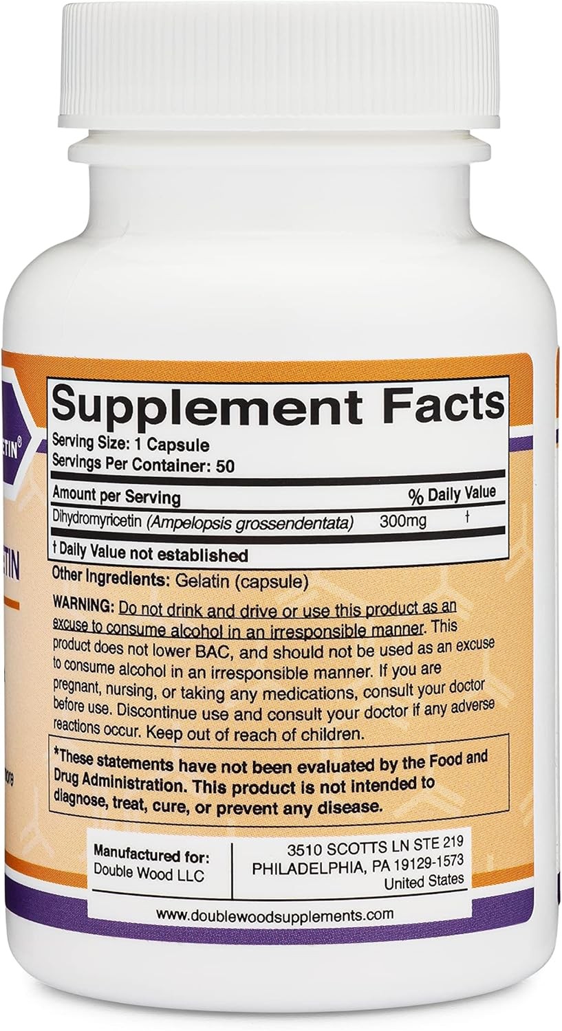 Dihydromyricetin (DHM) 50 Capsules, 300mg, Liver Support 50 Count (Pack of 1)