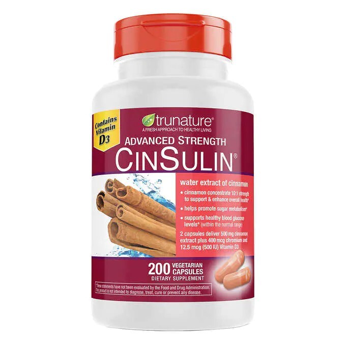 trunature Advanced Strength CinSulin 500mg 200 Ct Glucose Support