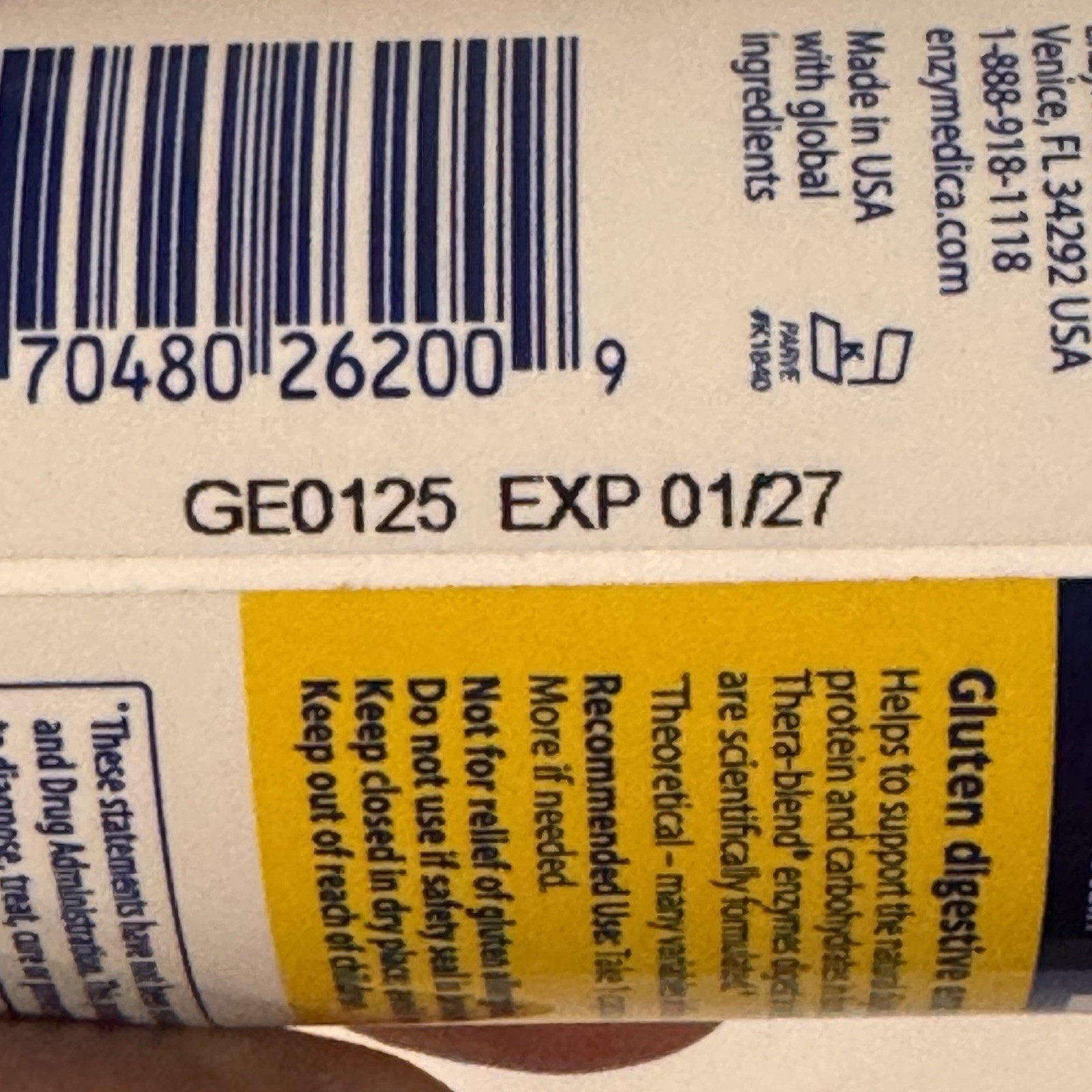 Enzymedica Digest Gold (45) & Digest Spectrum (30) & GlutenEase (60) 12/26-8/27