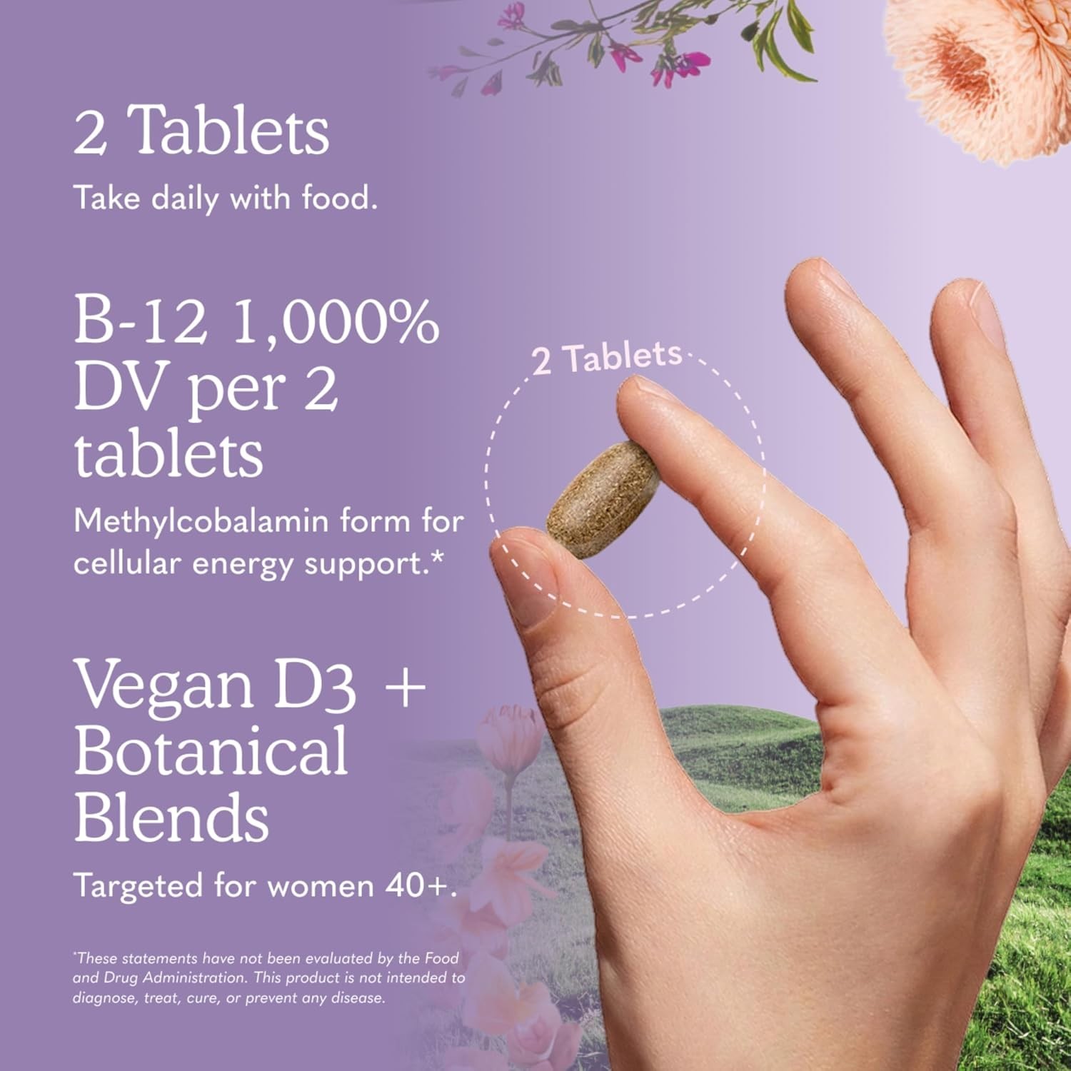 Organic Multivitamin for Women 40+ – 120 Caplets for Daily Vitality