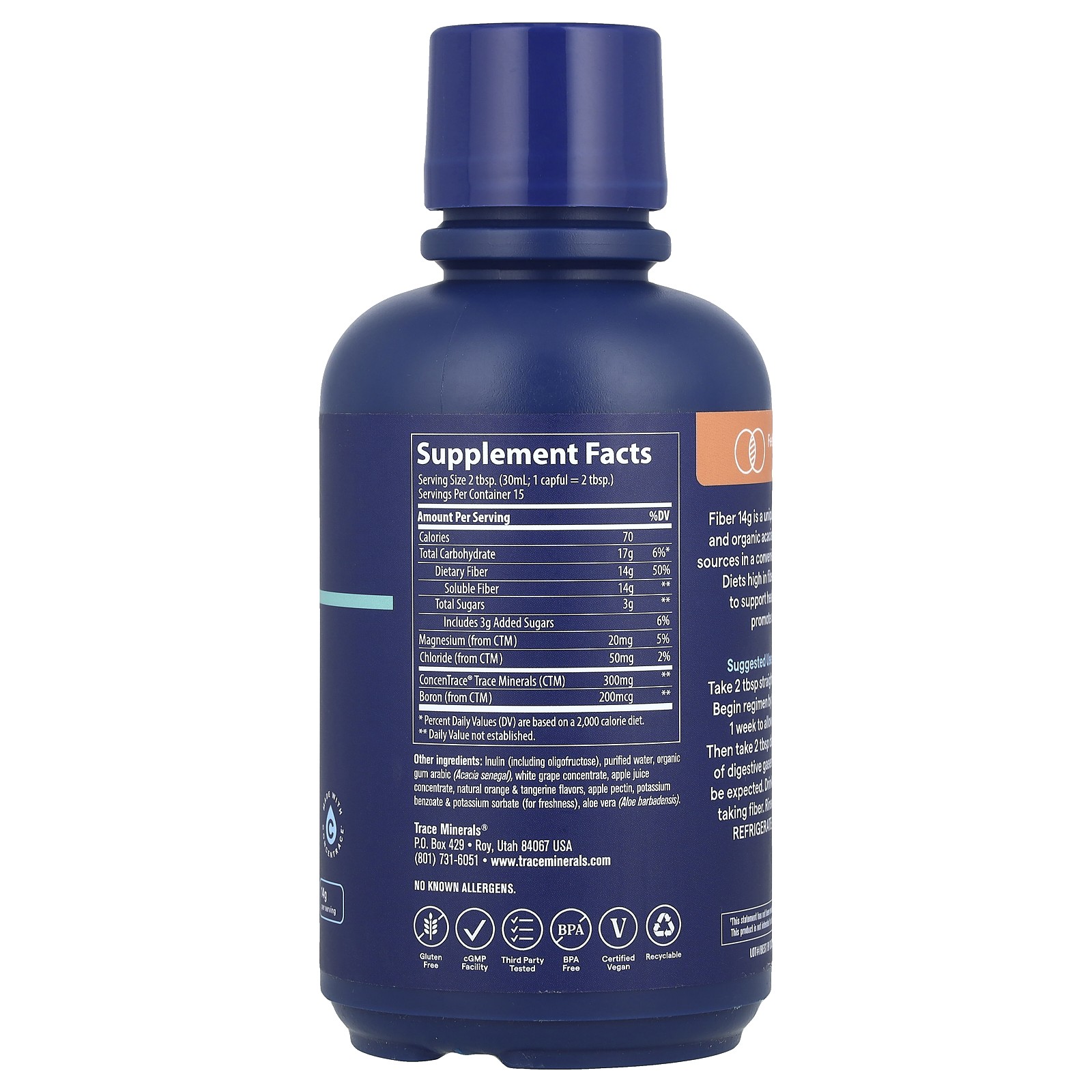Fiber, Orange Tangerine, 14 g, 15 fl oz (444 ml)