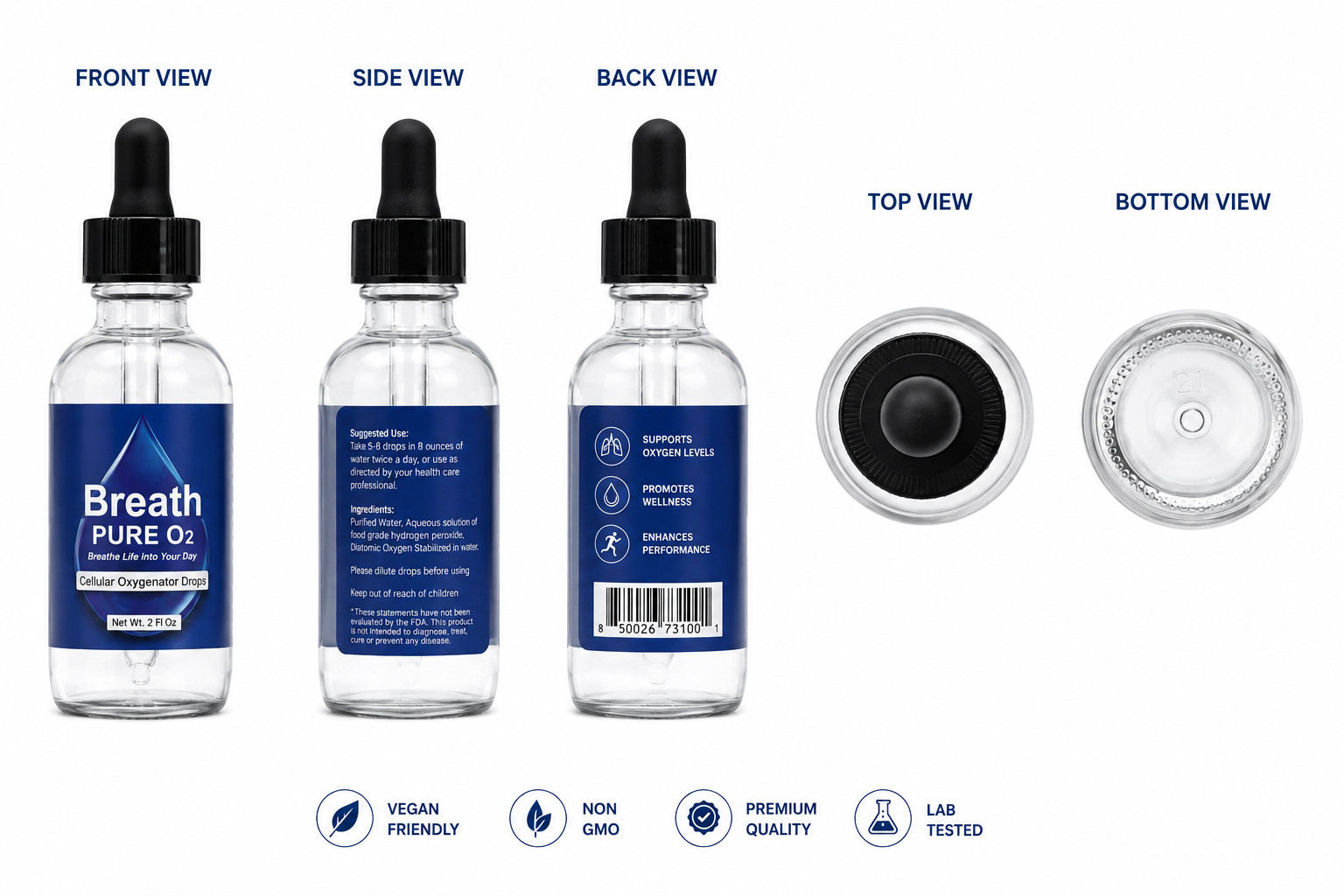 3 Breath Pure O2 Drops – Liquid Oxygen Mineral Supplement – Daily Wellness