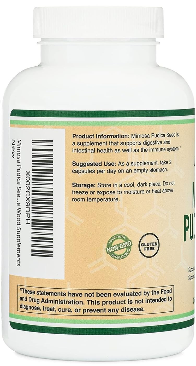 Mimosa Pudica Seed Capsules (180 Capsules, 3 Month 180 Count (Pack of 1)
