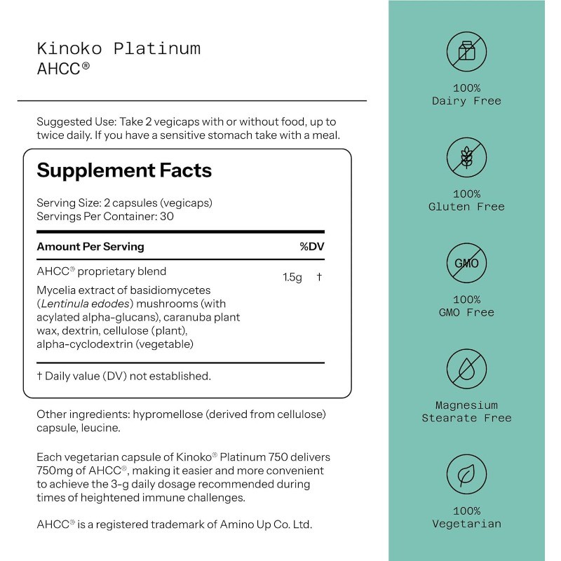 Quality of Life AHCC Kinoko Mushroom Complex Immune System Health Support