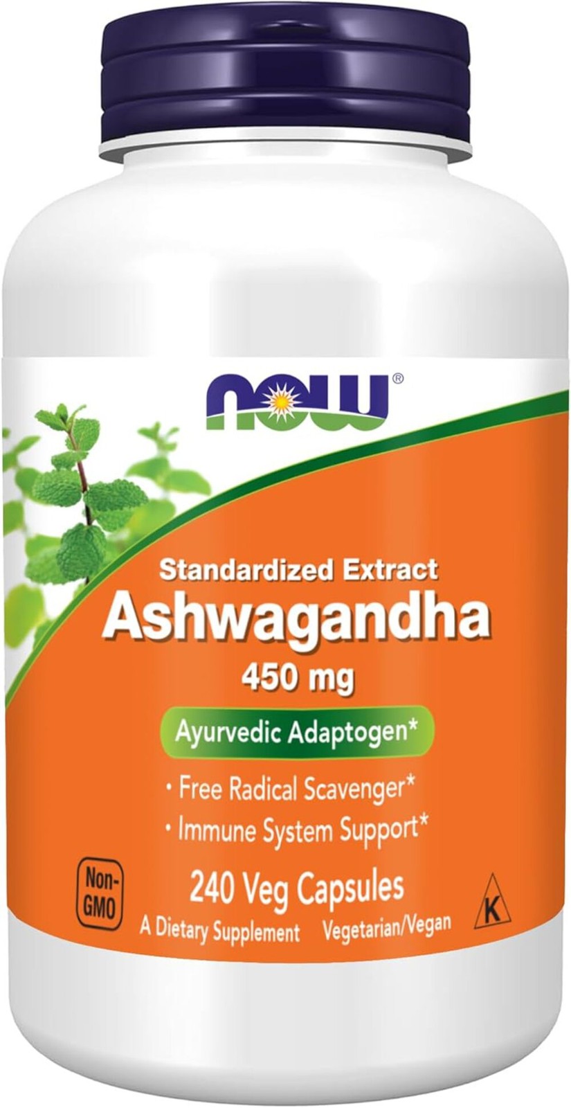 NOW Foods Ashwagandha Extract 450 mg Vegan, Kosher, Non-GMO – 240 Veg Capsules