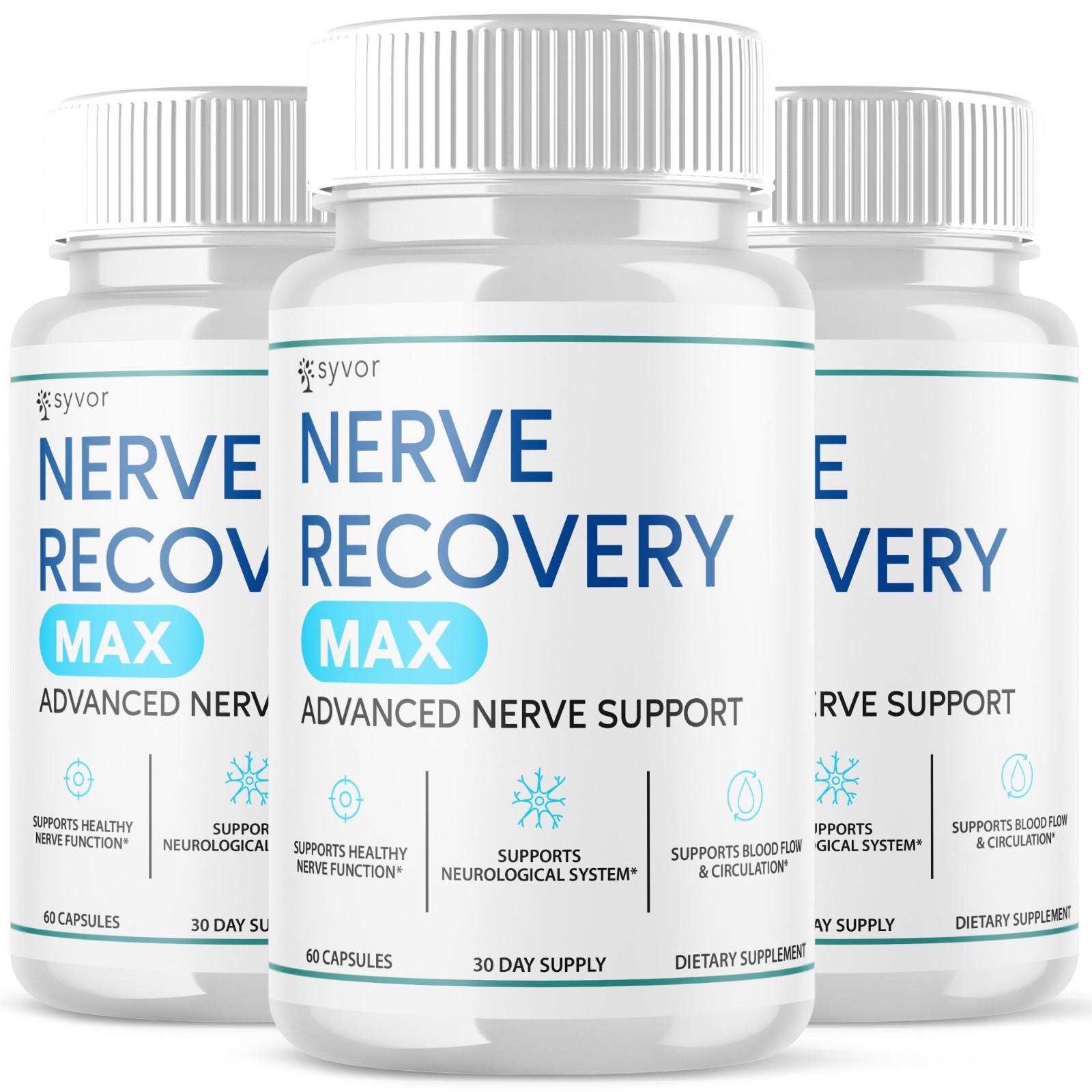(3 Pack) Nerve Recovery Max Nootropic Formula All Natural Supplement 180 Capsule