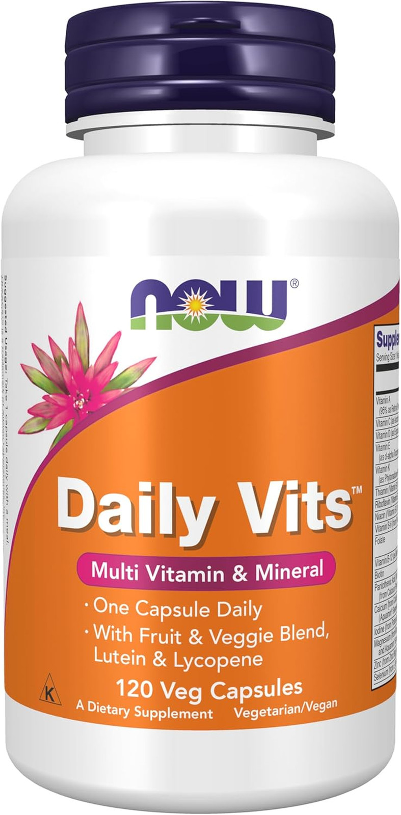NOW Foods Supplements, Daily Vits™ with Fruit & Veggie Blend, Lutein and Lycopen
