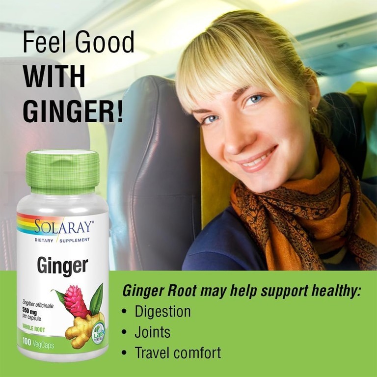 Solaray Ginger Root 1100mg for Healthy Digestion 100 VegCaps Lot of 2