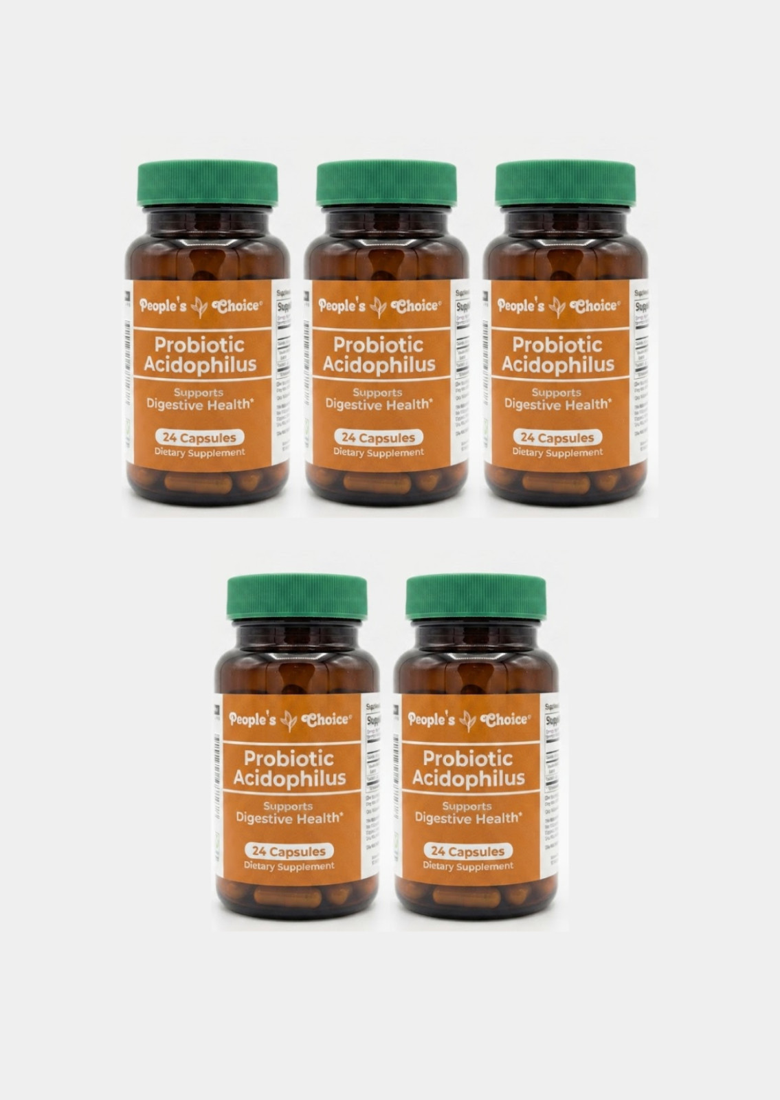 People’s Choice Probiotic Acidophilus 24 Capsules 5 Pack Digestive Health