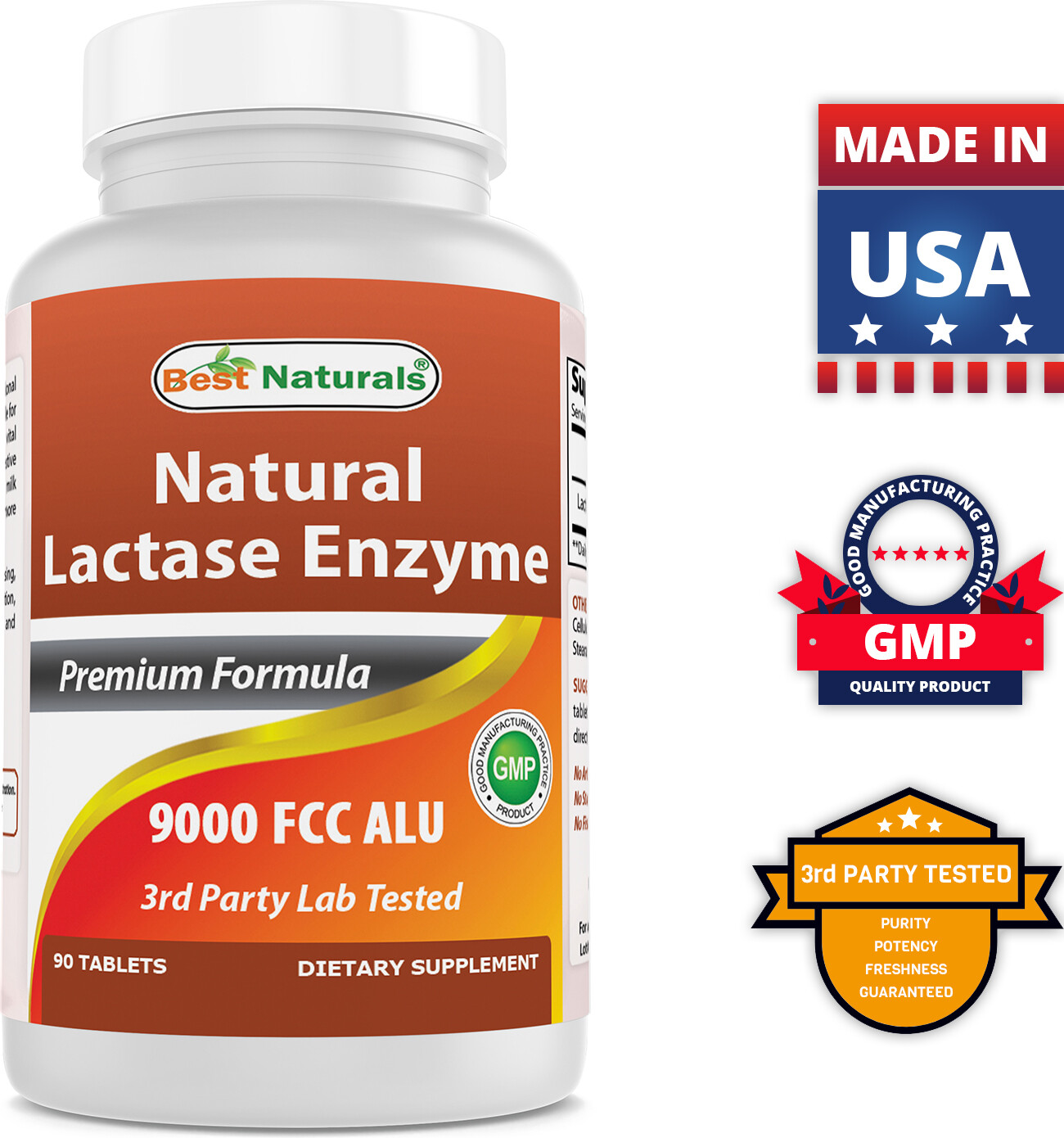 Best Naturals Lactase Enzyme 9000 FCC 90 Tablets