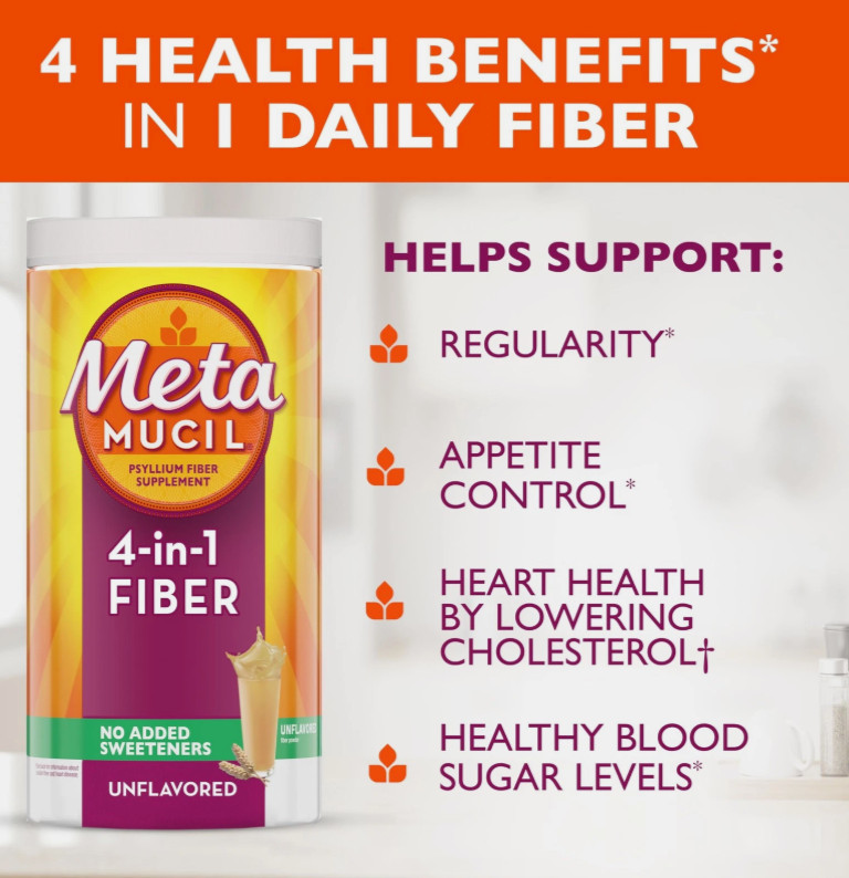 🥤 Metamucil Psyllium Husk Powder Unflavored ~ No Added Sweeteners 114 Servings