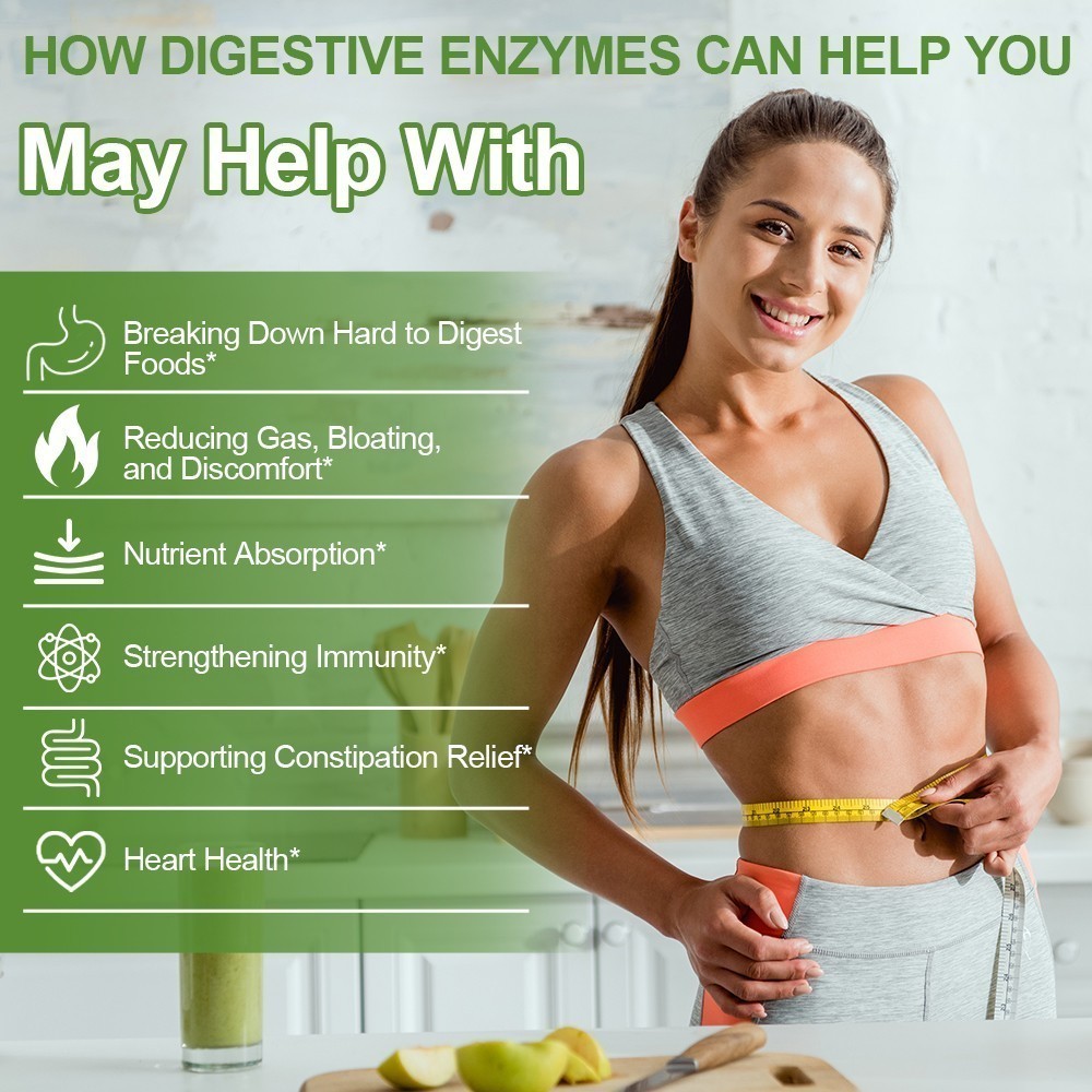 Digestive Enzymes Prebiotic & Probiotics Pancreatin Enzimas Digestivas 60PCS