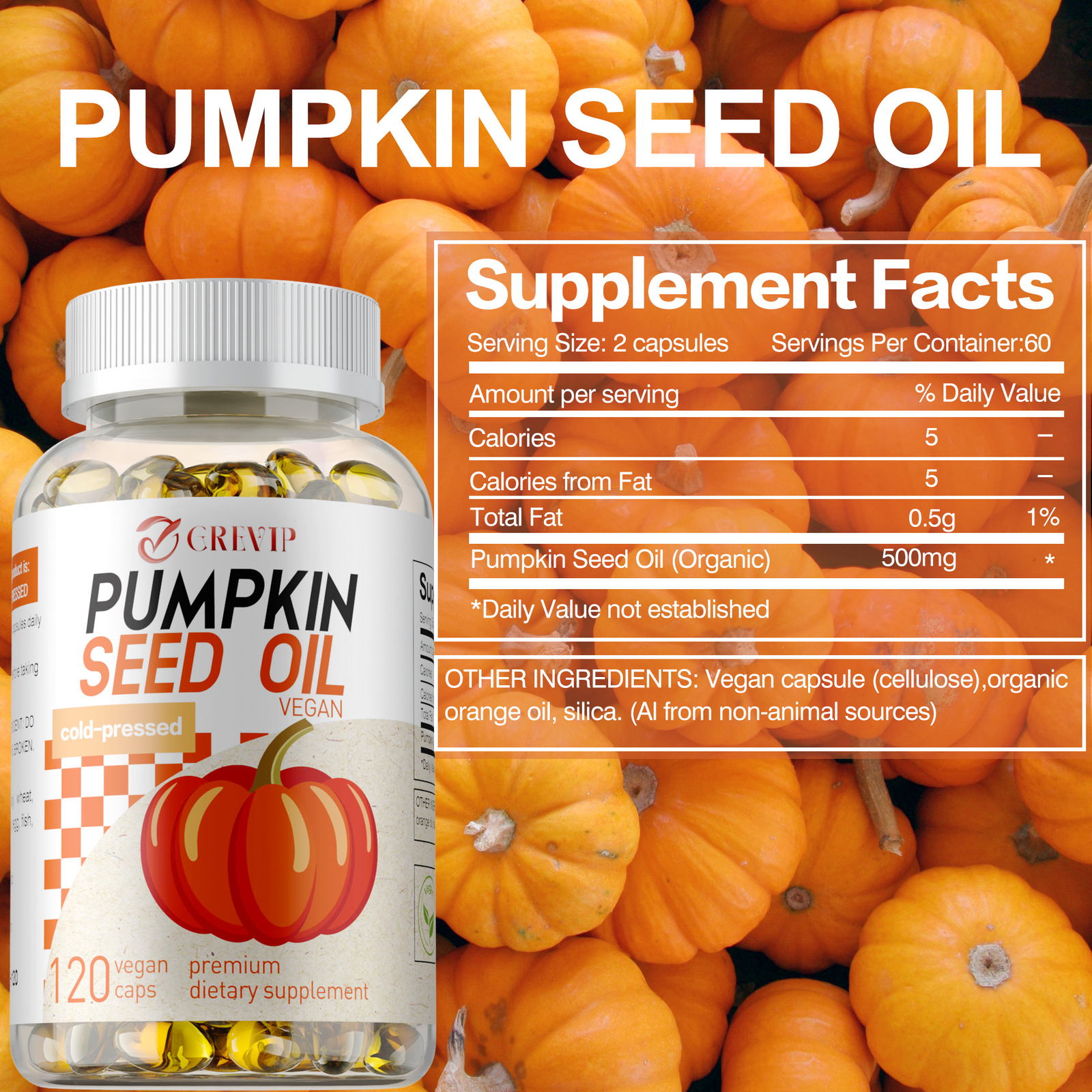 Pumpkin Seed Oil-Urinary & Bladder Support,Hair Growth,Supports Prostate Health