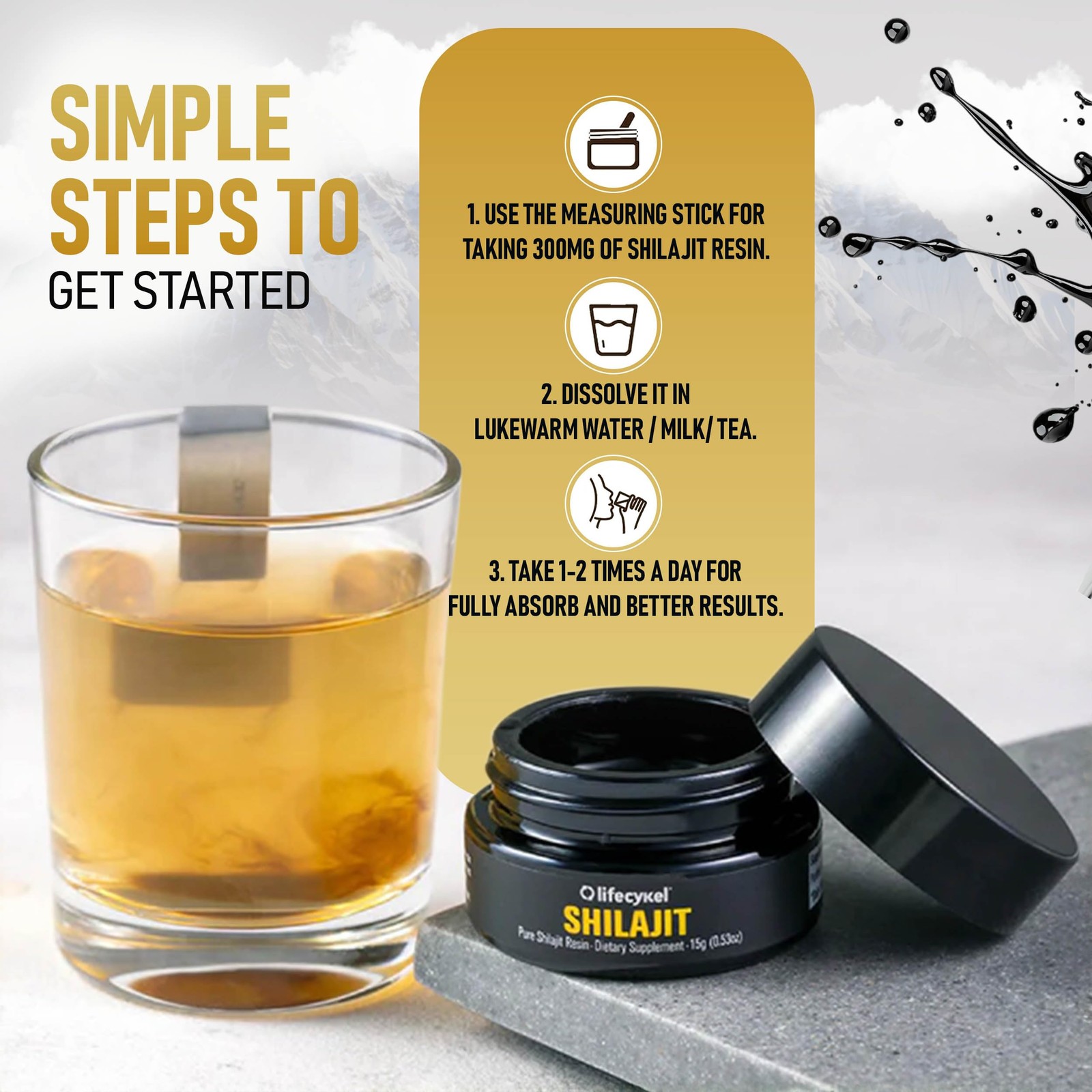 Life Cykel Lifecykel Pure Shilajit Resin 15G Wild-Harvested Mineral-Rich