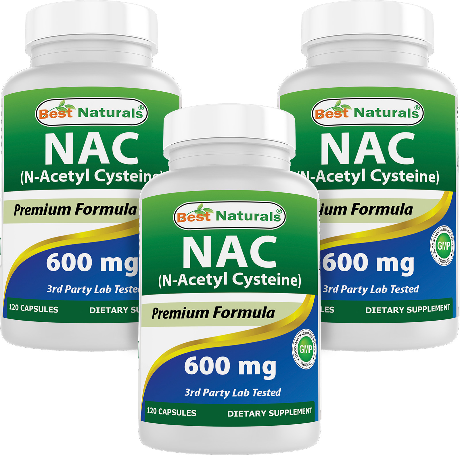 3 Pack Best Naturals NAC – n-acetyl cysteine – 600 mg 120 Capsules