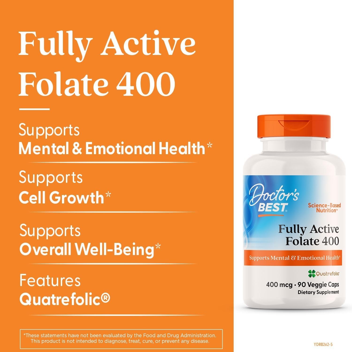 Hypoallergenic Quatrefolic 400 mcg Folate – 90 Capsules for Mental Clarity