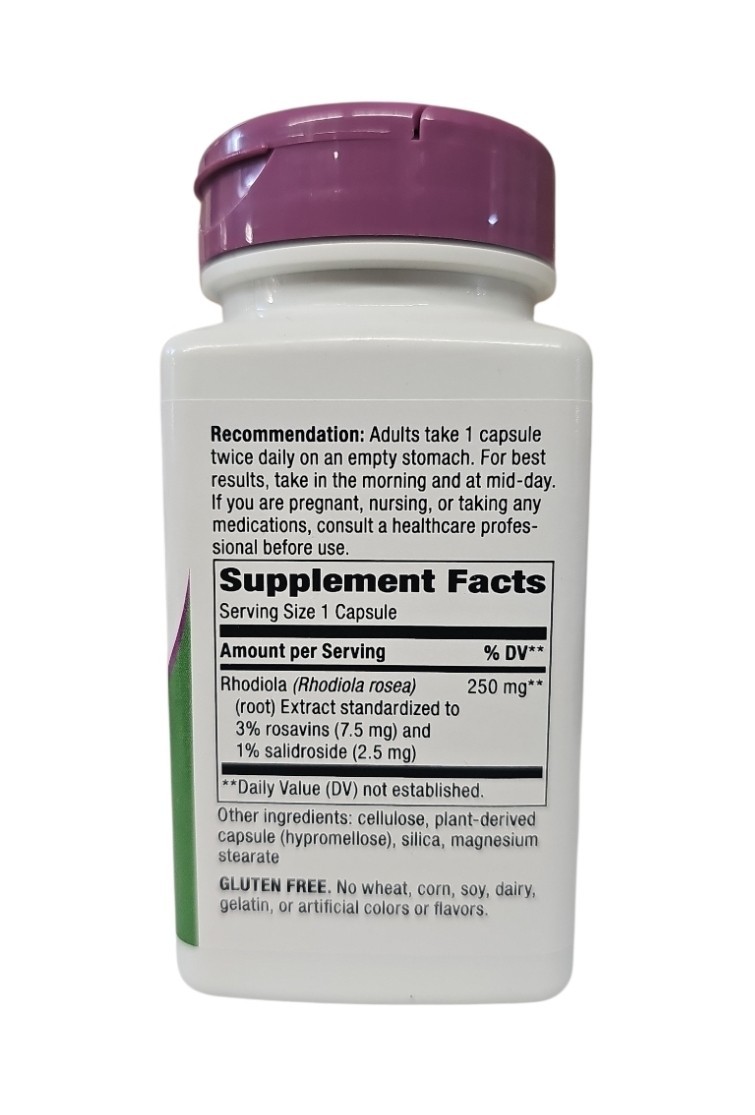 Nature’s Way Rhodiola Promotes Energy 60 Vegan Capsules Exp 07/2027