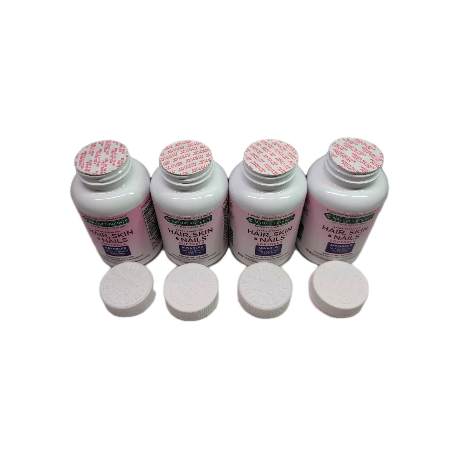 4 Hair Skin & Nails Collagen 2 x Biotin Argan-Infused 150 Softgels Each 05/2026+