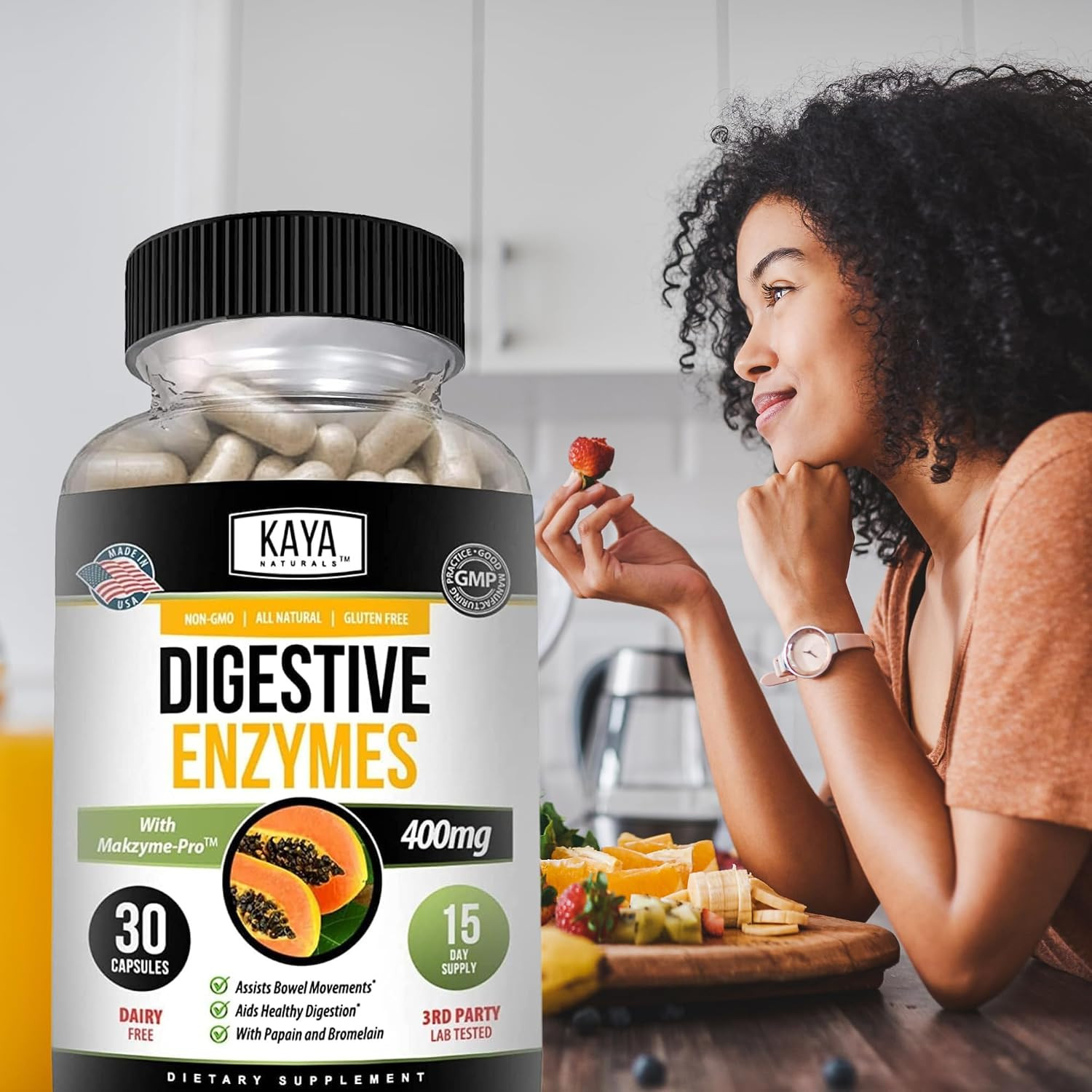 Kaya Naturals Digestive Enzymes with Prebiotics & Probiotics – Constipation & Bl